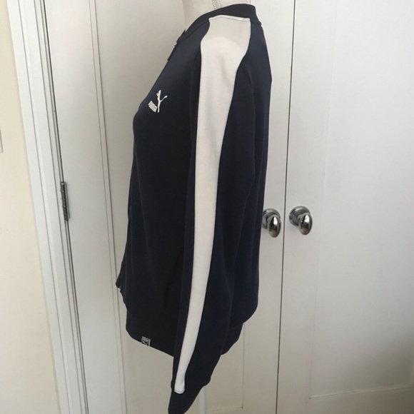 NWT Puma Blue & White Tricot Racing Stripe Logo Zip Front Track Jacket Size XL - Picture 6 of 8